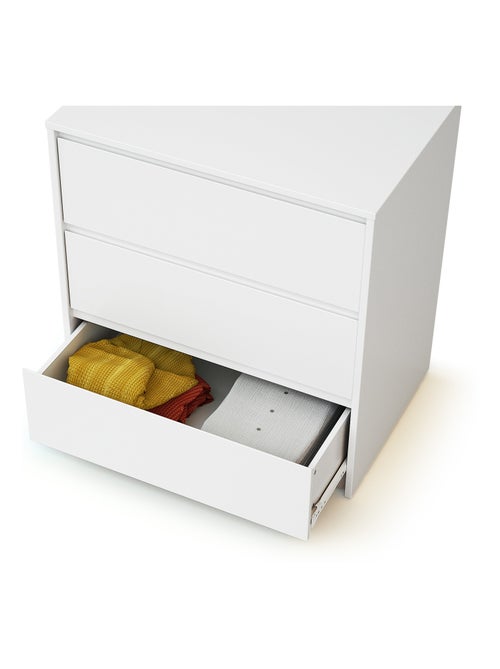 WEBABY - Cómoda bebé 3 cajones UNO madera - Blanco - 71 x 48 x 75,5 cm - Kiabi