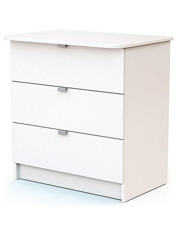 WEBABY - Cómoda cambiador bebé 3 cajones madera - Blanco -79 x 65,5 x 92 cm ALBA