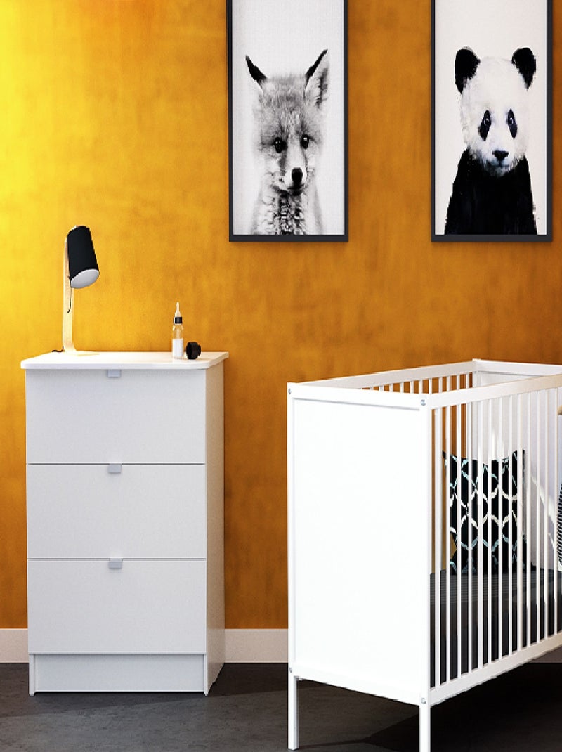WEBABY - Cómoda cambiador bebé 3 cajones madera - Blanco -79 x 65,5 x 92 cm ALBA Blanco - Kiabi