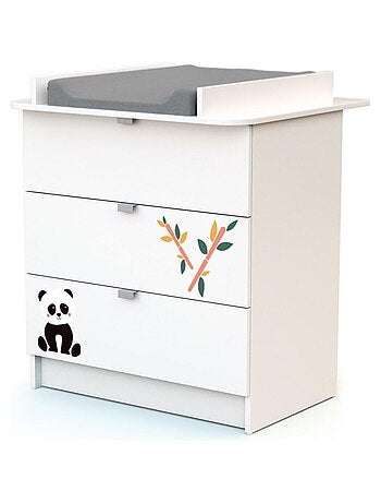 WEBABY - Cómoda cambiador bebé 3 cajones madera - Blanco -79 x 65,5 x 92 cm ALBA