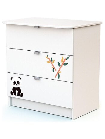 WEBABY - Cómoda cambiador bebé 3 cajones madera - Blanco -79 x 65,5 x 92 cm ALBA