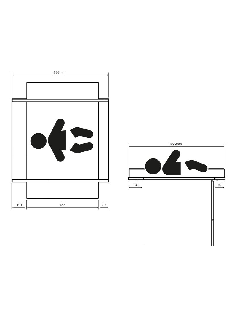 WEBABY - Cómoda cambiador bebé 3 cajones Panda madera ALBA - Blanco - 79 x 65,5 x 92 cm Blanco Negro - Kiabi