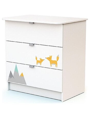 WEBABY - Cómoda cambiador bebé 3 cajones madera - Blanco -79 x 65,5 x 92 cm ALBA