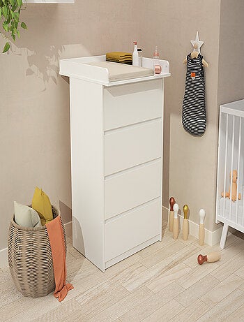 WEBABY - Cómoda cambiador bebé de 4 cajones 70 cm UNO - Blanco