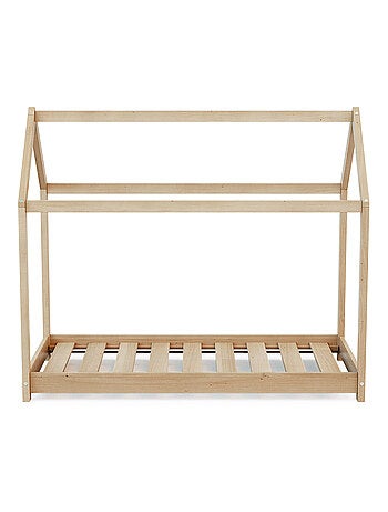 WEBABY - Cuna bebé casita madera Cabana - Marrón - 70 x 140 - 145 x 77 x 124 cm