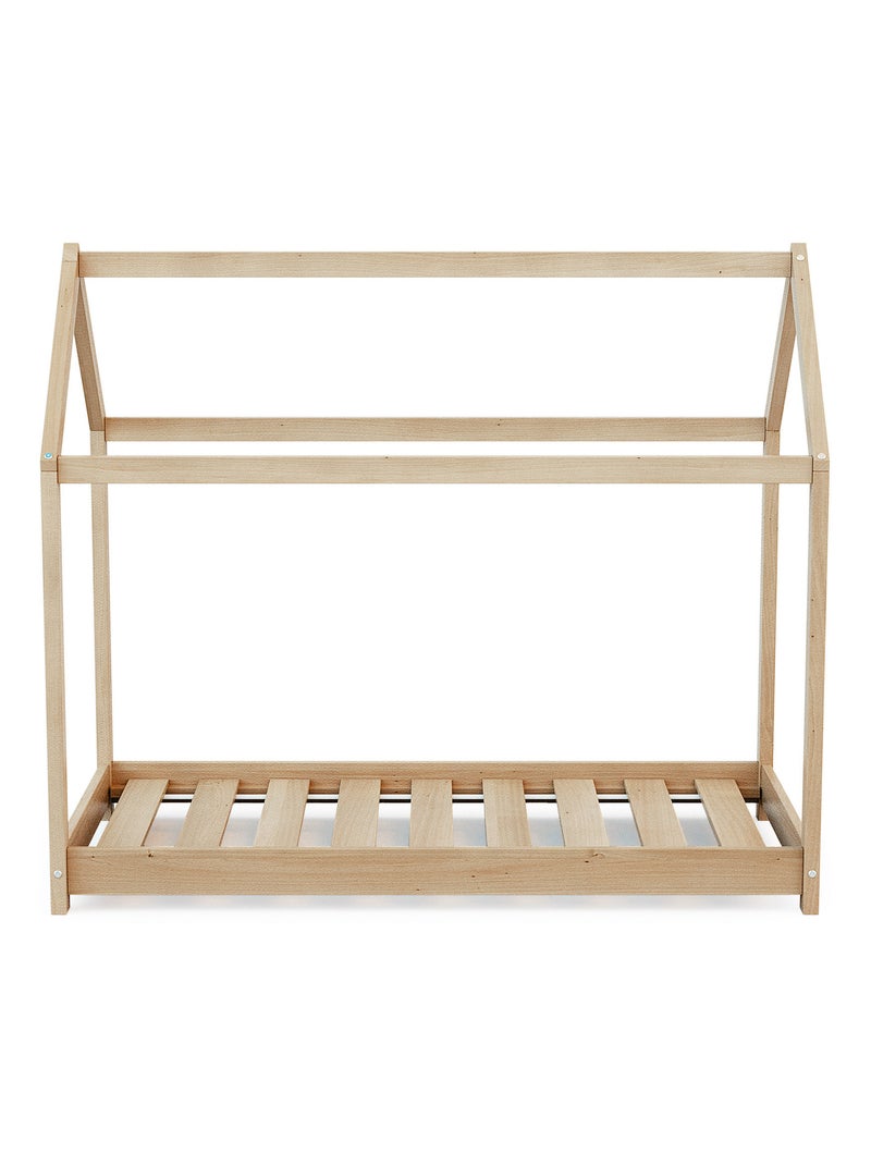WEBABY - Cuna bebé casita madera Cabana - Marrón - 70 x 140 - 145 x 77 x 124 cm Marrón - Kiabi