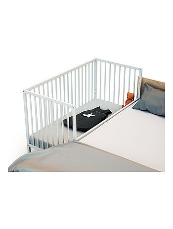 WEBABY - Cuna bebe colecho madera con ruedas - Blanco - 60 x 120 - 124 x 64,5 x 81 cm LIO