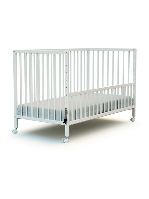 WEBABY - Cuna bebe colecho madera con ruedas - Blanco - 60 x 120 - 124 x 64,5 x 81 cm LIO - Kiabi