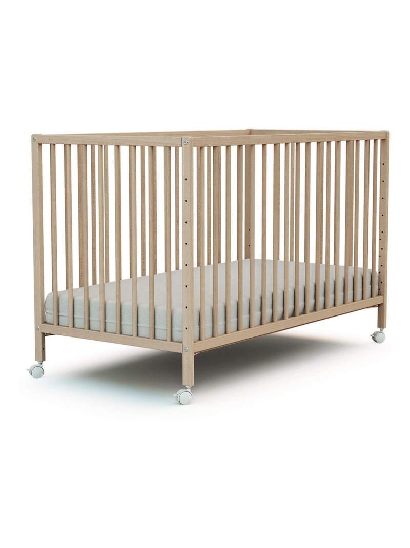 WEBABY - Cuna bebe colecho madera con ruedas - Haya Cruda - 60 x 120 - 124 x 64,50 x 81 cm LIO Marrón avellana - Kiabi