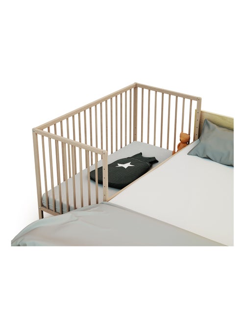 WEBABY - Cuna bebe colecho madera con ruedas - Haya Cruda - 60 x 120 - 124 x 64,50 x 81 cm LIO - Kiabi