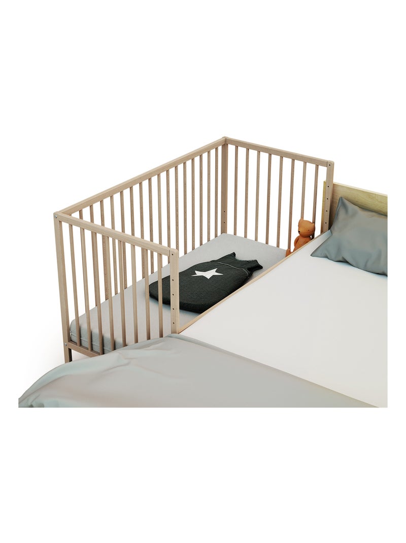 WEBABY - Cuna bebe colecho madera con ruedas - Haya Cruda - 60 x 120 - 124 x 64,50 x 81 cm LIO Marrón avellana - Kiabi
