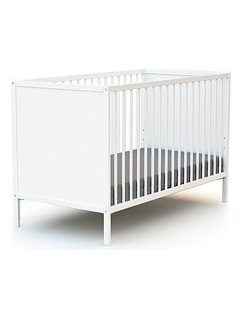 WEBABY - Cuna bebe madera - Blanco - 60 x 120 - 124 x 64,5 x 82 cm ALBA