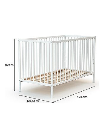 WEBABY - Cuna bebe madera - Haya Cruda - 60 x 120 - 124 x 64,5 x 82 cm ONE