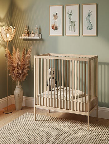 WEBABY - Cuna bebe madera - Haya Cruda - 60 x 120 - 124 x 64,5 x 82 cm ONE