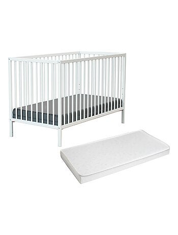 WEBABY - Cuna bebe madera ONE - Blanco - 60 x 120 - 124 x 64,50 x 82 cm