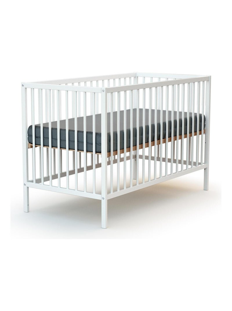 WEBABY - Cuna bebe madera ONE - Blanco - 60 x 120 - 124 x 64,50 x 82 cm Blanco - Kiabi