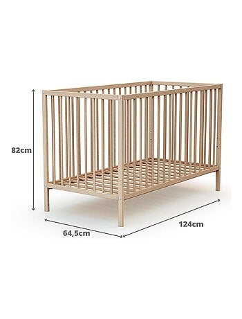 WEBABY - Cuna bebe madera ONE - Blanco - 60 x 120 - 124 x 64,50 x 82 cm
