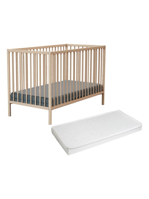 WEBABY - Cuna bebe madera ONE - Haya Cruda - 60 x 120 - 124 x 64,50 x 82 cm - Kiabi