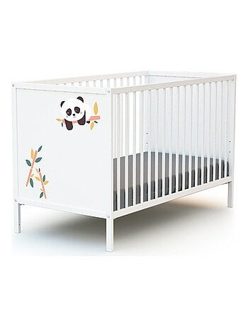 WEBABY - Cuna bebe Panda madera - Blanco - 60 x 120 - 124 x 64,5 x 82 cm ALBA