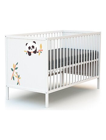 WEBABY - Cuna bebe Panda madera - Blanco - 60 x 120 - 124 x 64,5 x 82 cm ALBA