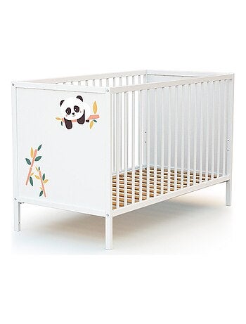 WEBABY - Cuna bebe Panda madera - Blanco - 60 x 120 - 124 x 64,5 x 82 cm ALBA