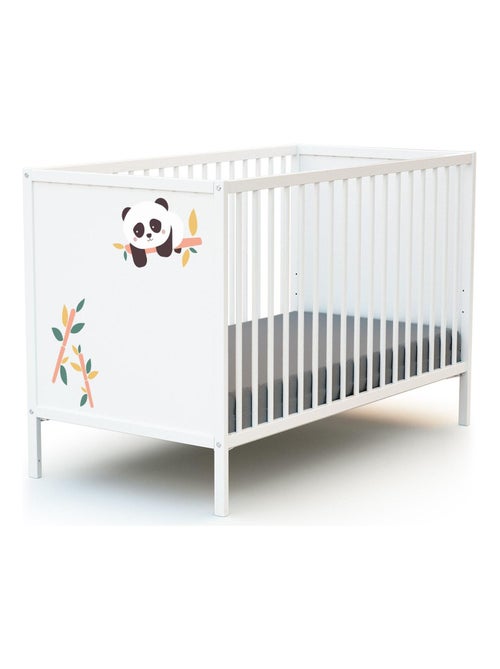 WEBABY - Cuna bebe Panda madera - Blanco - 60 x 120 - 124 x 64,5 x 82 cm ALBA - Kiabi
