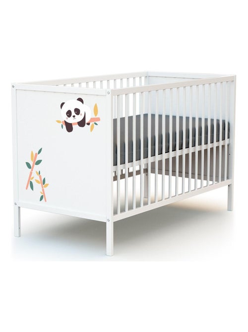 WEBABY - Cuna bebe Panda madera - Blanco - 60 x 120 - 124 x 64,5 x 82 cm ALBA - Kiabi