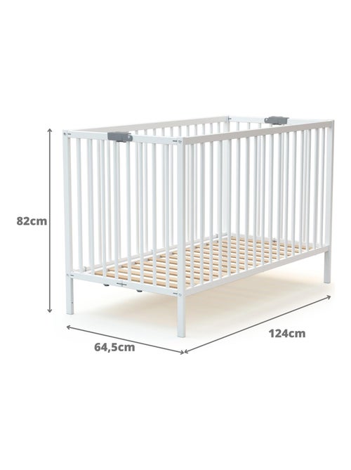 WEBABY - Cuna bebé plegable con colchón madera - Blanco - 60 x 120 - 124 x 64.50 x 82 cm FLEX - Kiabi