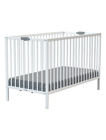 WEBABY - Cuna bebé plegable madera - Blanco - 60 x 120 - 124 x 64,5 x 82 cm FLEX