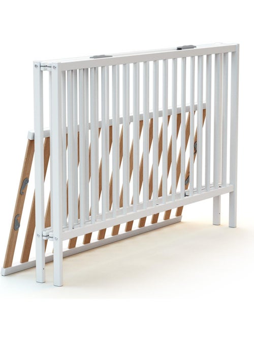 WEBABY - Cuna bebé plegable madera - Blanco - 60 x 120 - 124 x 64,5 x 82 cm FLEX - Kiabi