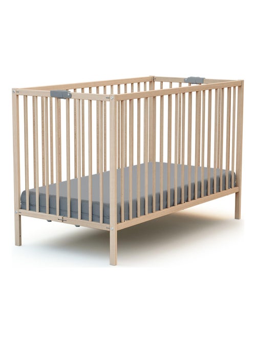 WEBABY - Cuna bebé plegable madera - Haya Cruda - 60 x 120 - 124 x 64,5 x 82 cm FLEX - Kiabi