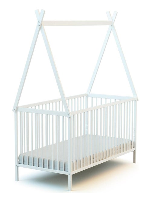 Webaby - cuna bebé tipi madera - blanco - 70 x 140 - 149 x 77 x 187 cm - Kiabi