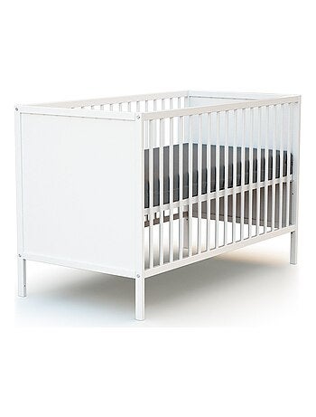 WEBABY - Cuna bebé y cómoda cambiador madera - Blanco - 60 x 120 ALBA