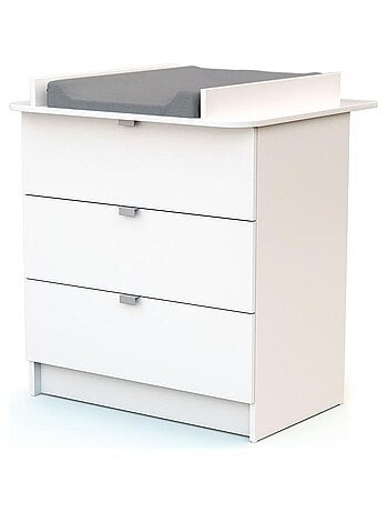 WEBABY - Cuna bebé y cómoda cambiador madera - Blanco - 60 x 120 ALBA