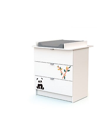 WEBABY - Cuna bebé y cómoda cambiador madera - Blanco - 60 x 120 ALBA