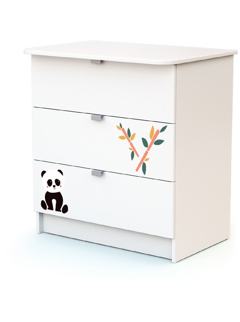 WEBABY - Cuna bebé y cómoda cambiador Panda madera ALBA - Blanco - 60 x 120 Negro Blanco - Kiabi
