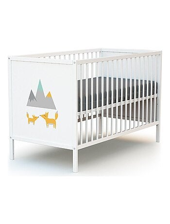 WEBABY - Cuna bebé y cómoda cambiador madera - Blanco - 60 x 120 ALBA