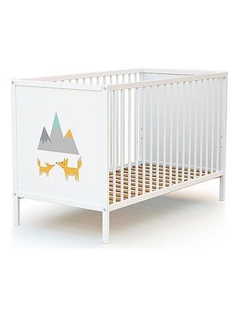 WEBABY - Cuna bebé y cómoda cambiador madera - Blanco - 60 x 120 ALBA