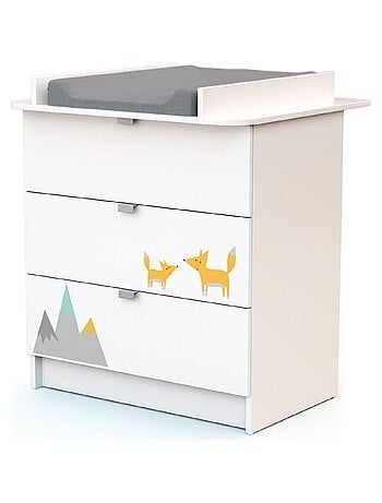 WEBABY - Cuna bebé y cómoda cambiador madera - Blanco - 60 x 120 ALBA