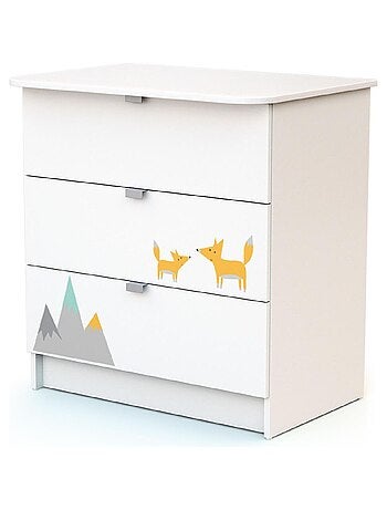 WEBABY - Cuna bebé y cómoda cambiador madera - Blanco - 60 x 120 ALBA