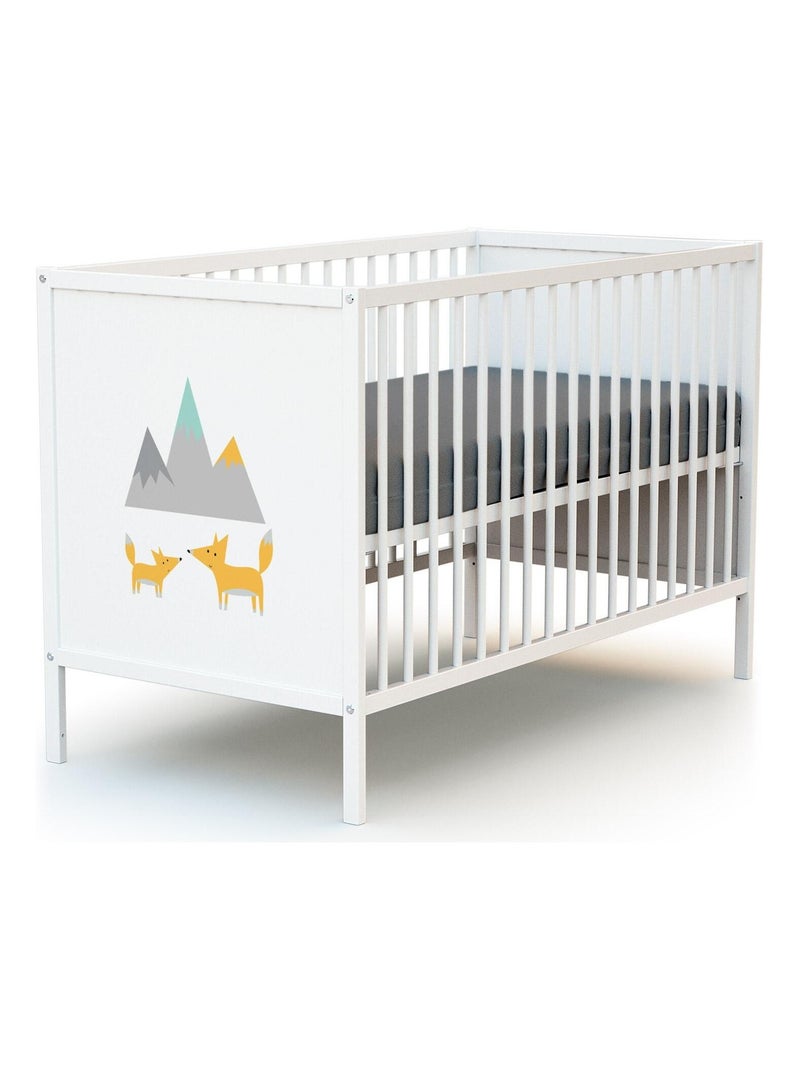 WEBABY - Cuna bebé y cómoda cambiador Renard madera ALBA - Blanco - 60 x 120 Blanco Naranja - Kiabi