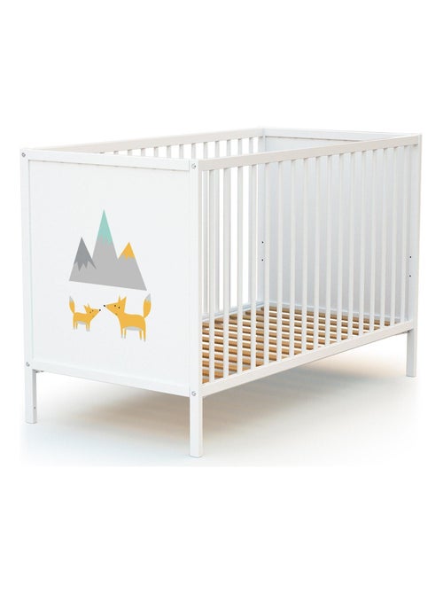 WEBABY - Cuna bebé y cómoda cambiador Renard madera ALBA - Blanco - 60 x 120 - Kiabi