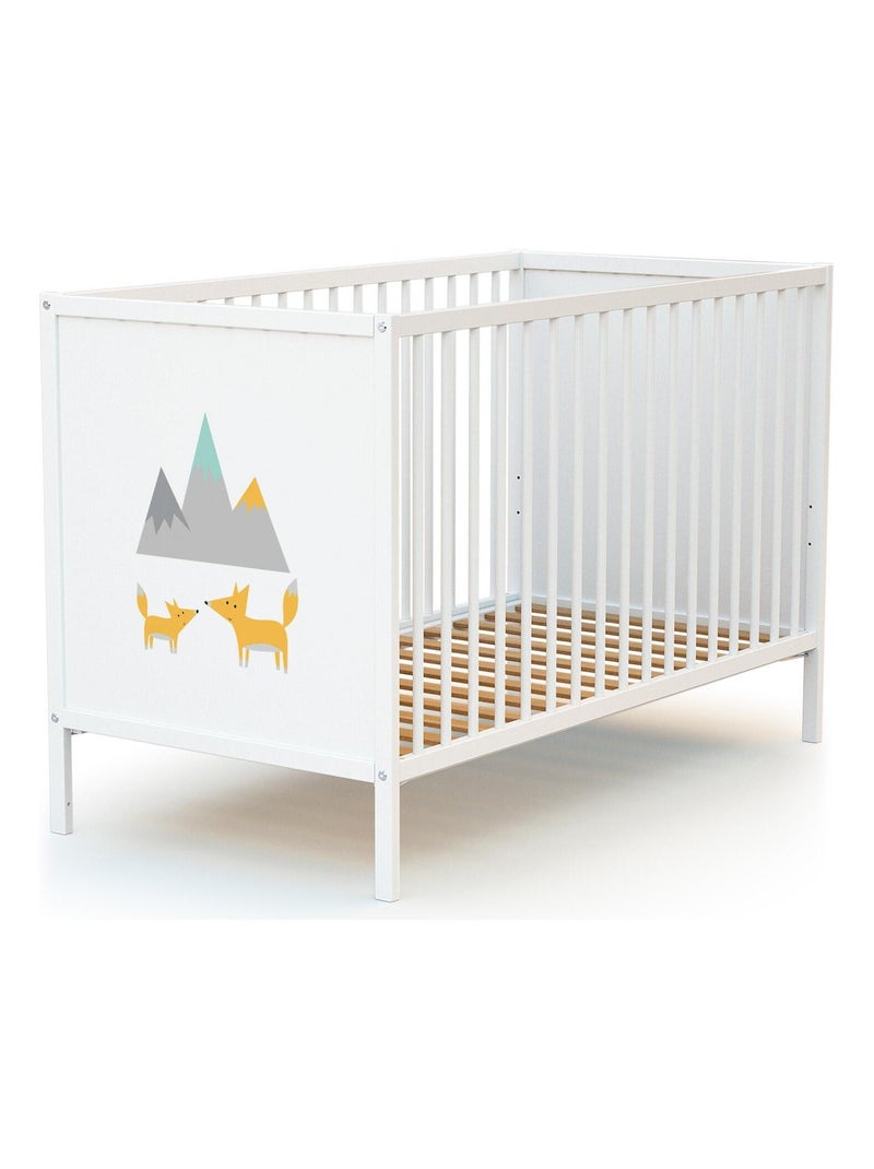 WEBABY - Cuna bebé y cómoda cambiador Renard madera ALBA - Blanco - 60 x 120 Blanco Naranja - Kiabi