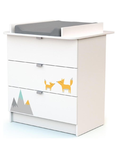 WEBABY - Cuna bebé y cómoda cambiador Renard madera ALBA - Blanco - 60 x 120 - Kiabi