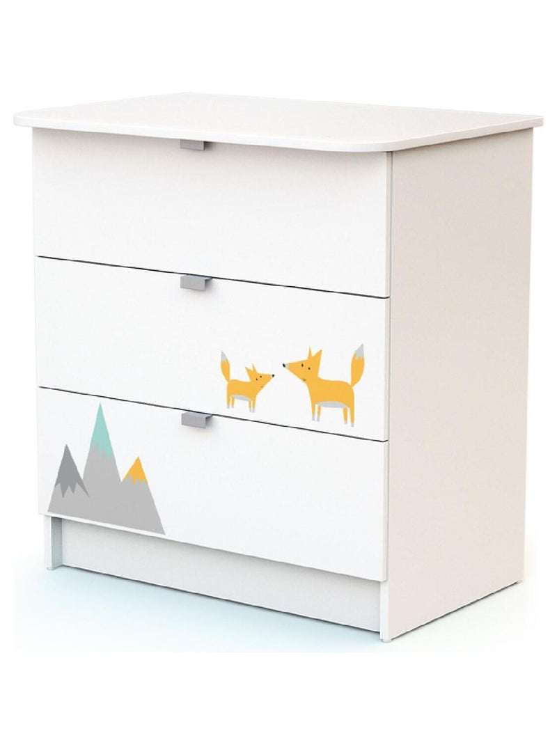 WEBABY - Cuna bebé y cómoda cambiador Renard madera ALBA - Blanco - 60 x 120 Blanco Naranja - Kiabi