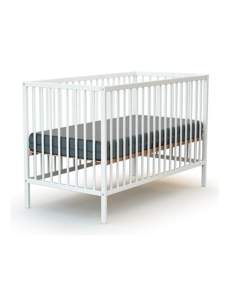 WEBABY - Cuna bebé y meuble cambiador madera MILO - Blanco - 60 x 120 Blanco - Kiabi