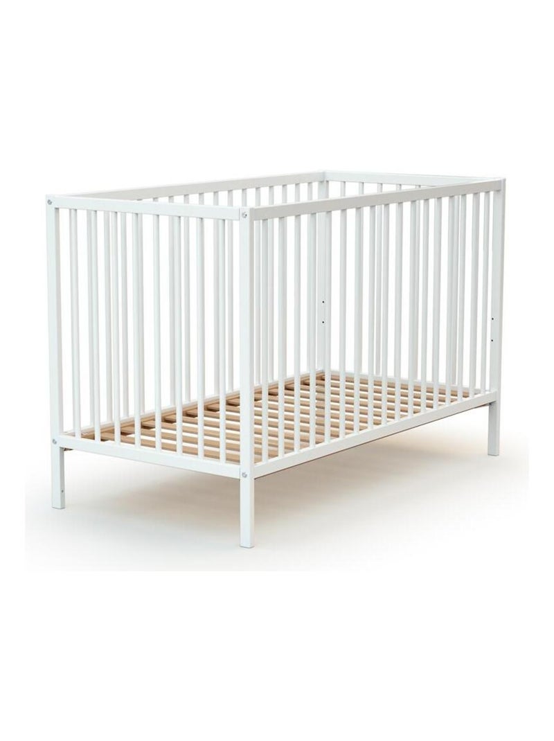 WEBABY - Cuna bebé y meuble cambiador madera MILO - Blanco - 60 x 120 Blanco - Kiabi