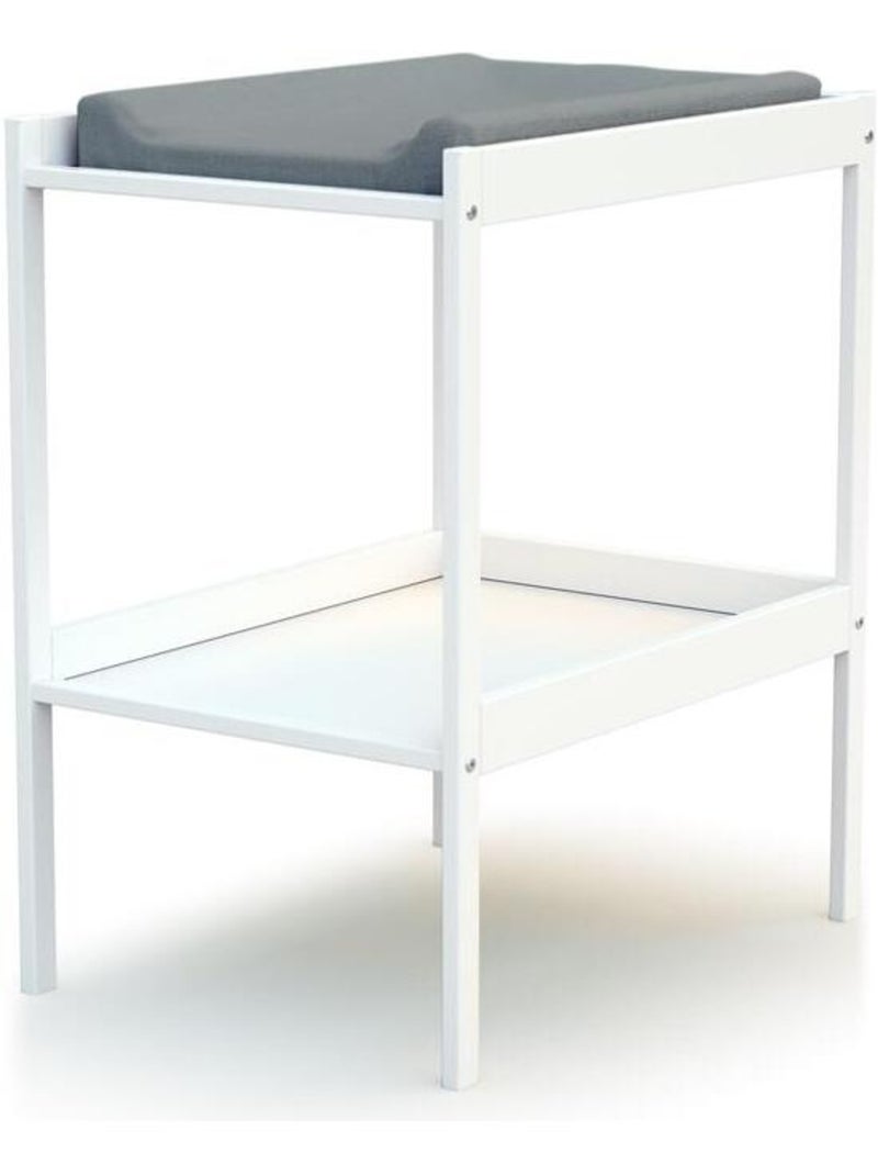 WEBABY - Cuna bebé y meuble cambiador madera MILO - Blanco - 60 x 120 Blanco - Kiabi