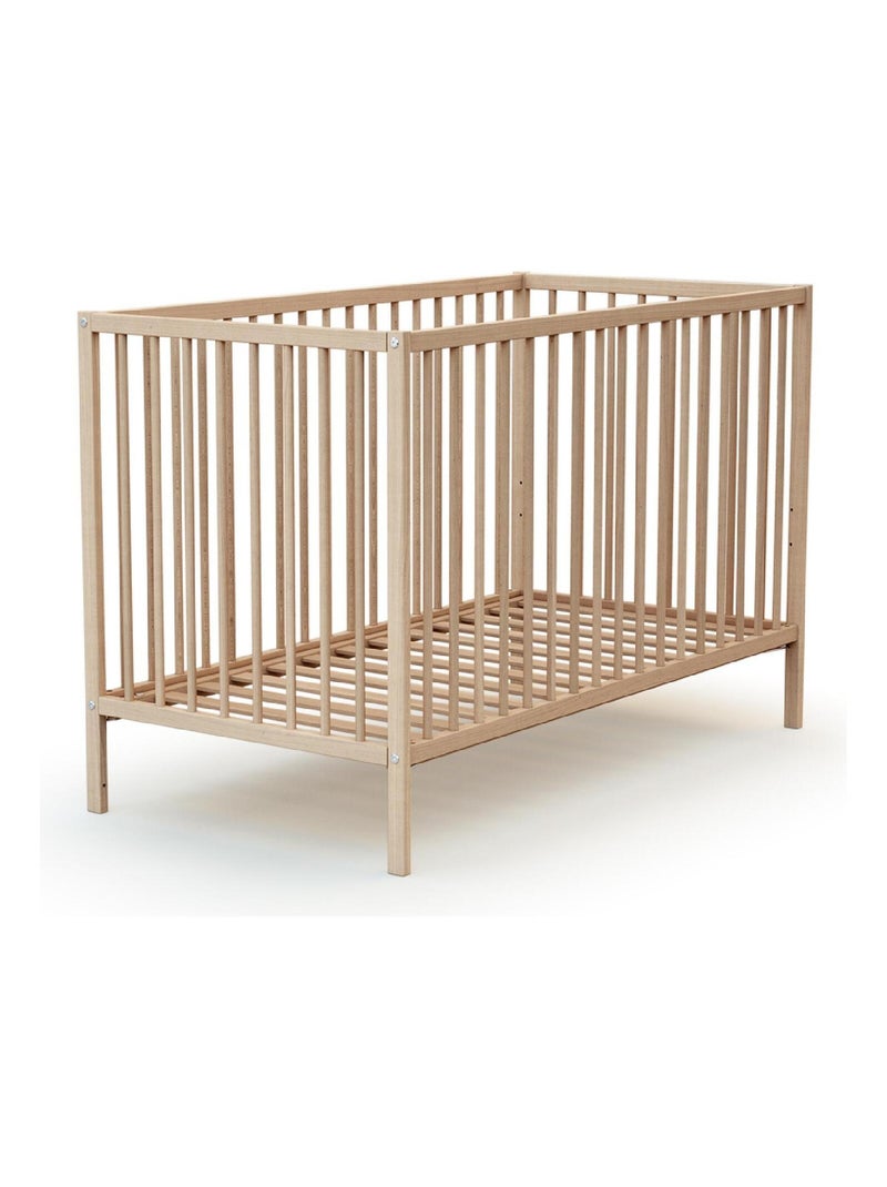 WEBABY - Cuna bebé y meuble cambiador madera MILO - Haya Cruda - 60 x 120 Marrón avellana - Kiabi