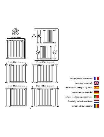 WEBABY - Extensión barrera de seguridad bebé acero - Blanco - 79 x 3,5 x 76,5 cm MOBI